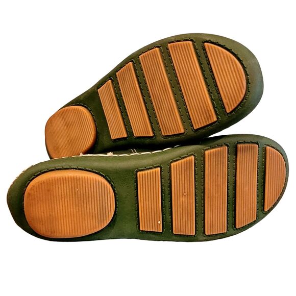 Faux Leather Emerald Green and Tan Booties Ankle Boot Rubber Sole EU38 7.5US - Picture 5 of 5